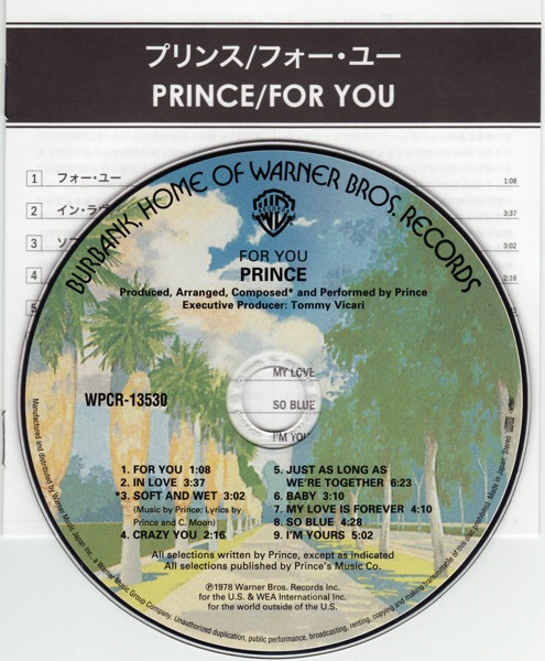 cd & lyric booklet, Prince - For You